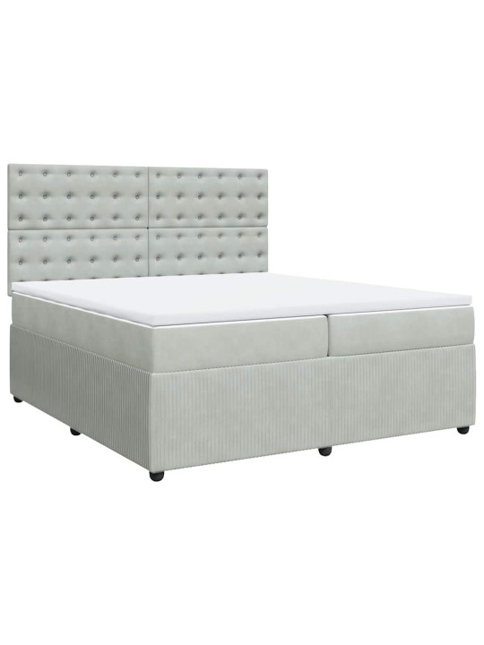 Box spring postel s matrací světle šedá 200x200 cm samet