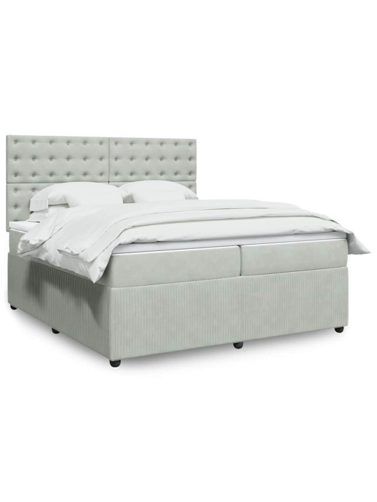 Box spring postel s matrací světle šedá 200x200 cm samet