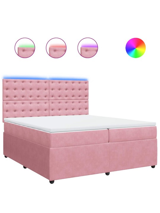 Box spring postel s matrací růžová 200x200 cm samet