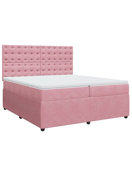 Box spring postel s matrací růžová 200x200 cm samet