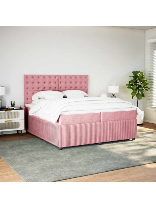 Box spring postel s matrací růžová 200x200 cm samet