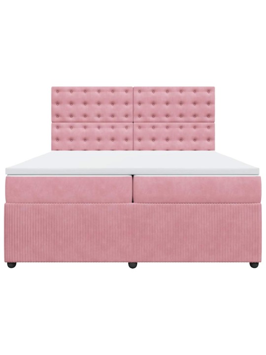 Box spring postel s matrací růžová 200x200 cm samet