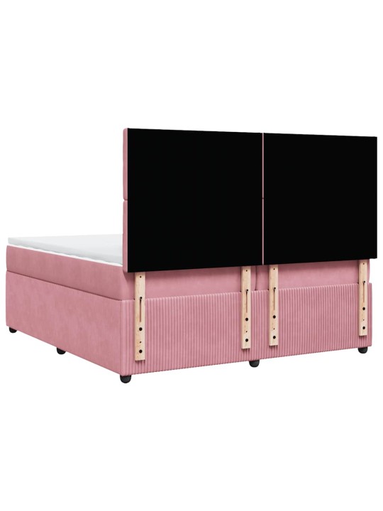 Box spring postel s matrací růžová 200x200 cm samet