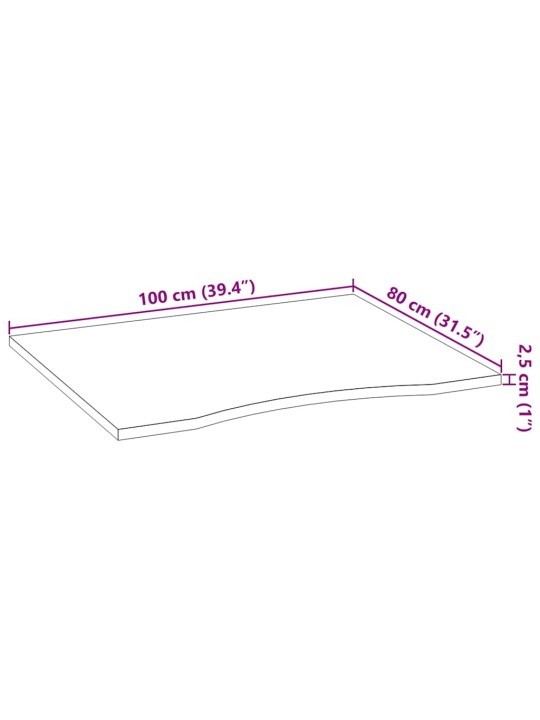 Stolní deska neošetřené 100x80x2,5 cm dub obdélníkový