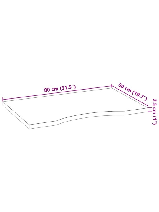 Stolní deska světle hnědá 80x50x2,5 cm dub obdélníkový