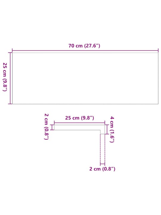 Okenní parapety 2ks tmavě hnědé 70x25x2 cm masivní dub