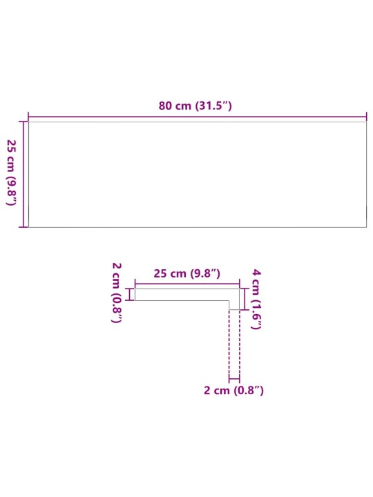 Okenní parapety 2ks tmavě hnědé 80x25x2 cm masivní dub