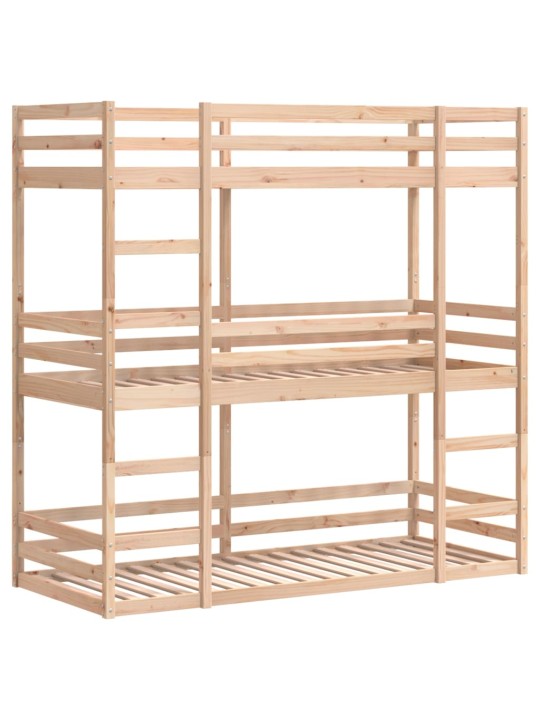 Třípatrová postel 90 x 200 cm masivní borové dřevo
