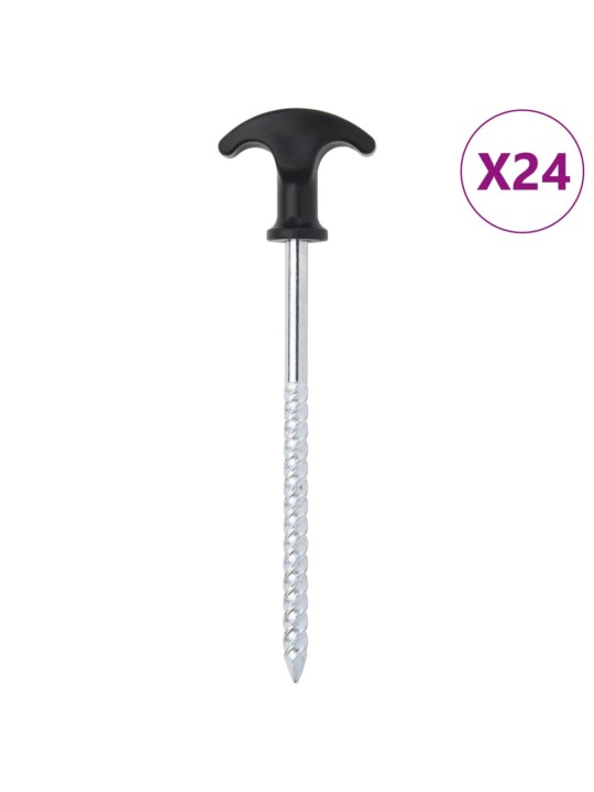 Stanové kolíky 24 ks 17 cm ø 7 mm pozinkovaná ocel