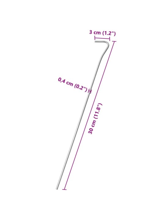 Stanové kolíky 50 ks 30 cm Ø 4 mm pozinkovaná ocel