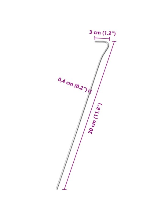 Stanové kolíky 25 ks 30 cm Ø 4 mm pozinkovaná ocel