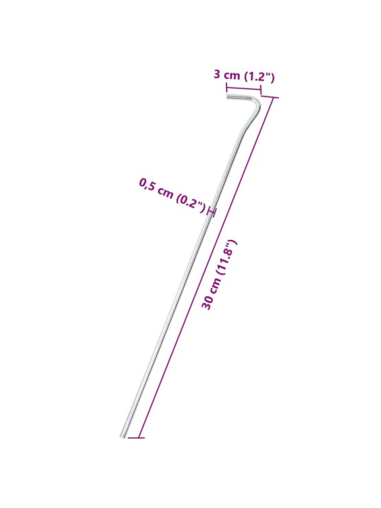 Stanové kolíky 50 ks 30 cm Ø 5 mm pozinkovaná ocel
