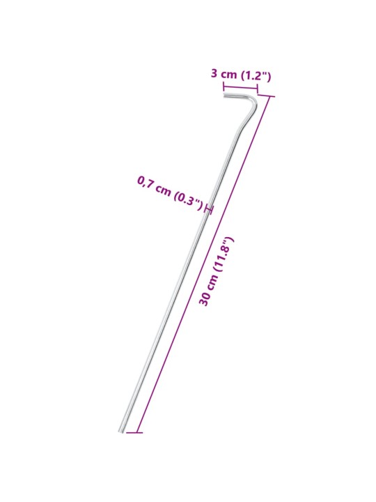 Stanové kolíky 50 ks 30 cm Ø 7 mm pozinkovaná ocel