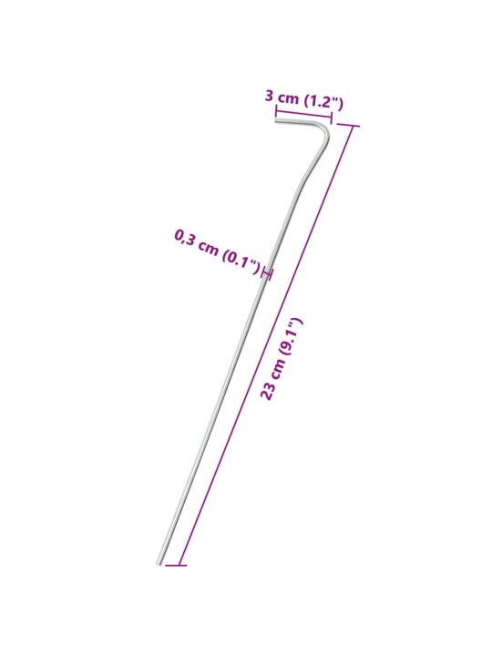 Stanové kolíky 25 ks 23 cm Ø 3 mm pozinkovaná ocel