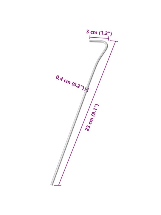Stanové kolíky 50 ks 23 cm Ø 4 mm pozinkovaná ocel
