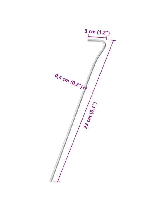 Stanové kolíky 25 ks 23 cm Ø 4 mm pozinkovaná ocel