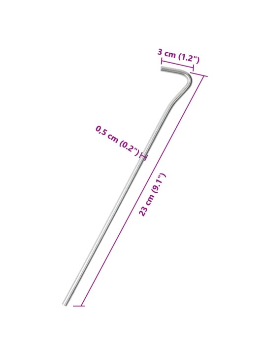 Stanové kolíky 50 ks 23 cm ø 5 mm pozinkovaná ocel