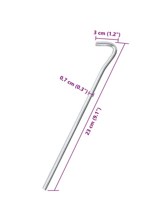 Stanové kolíky 50 ks 23 cm Ø 7 mm pozinkovaná ocel