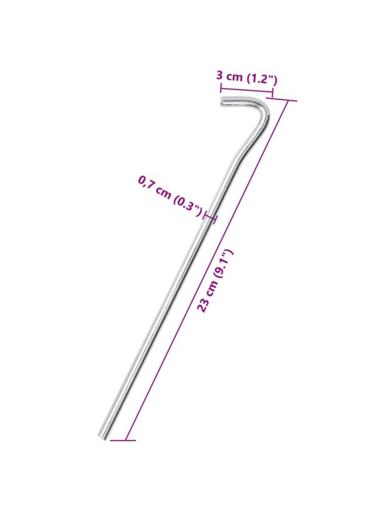 Stanové kolíky 25 ks 23 cm Ø 7 mm pozinkovaná ocel