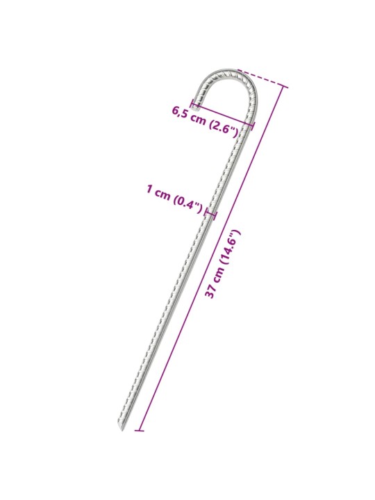 Stanové kolíky 6 ks 37 cm Ø 10 mm pozinkovaná ocel