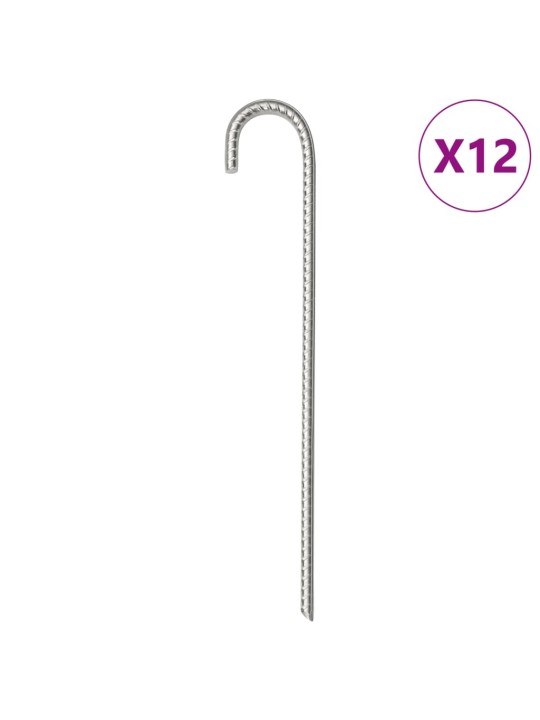 Stanové kolíky 12 ks 37 cm ø 10 mm pozinkovaná ocel