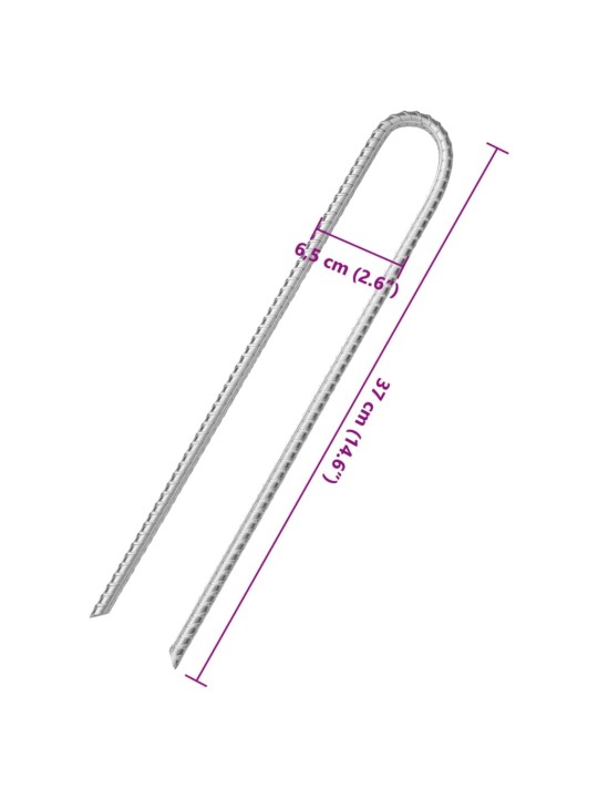 Stanové kolíky 6 ks ve tvaru U 37 cm Ø 10 mm pozinkovaná ocel