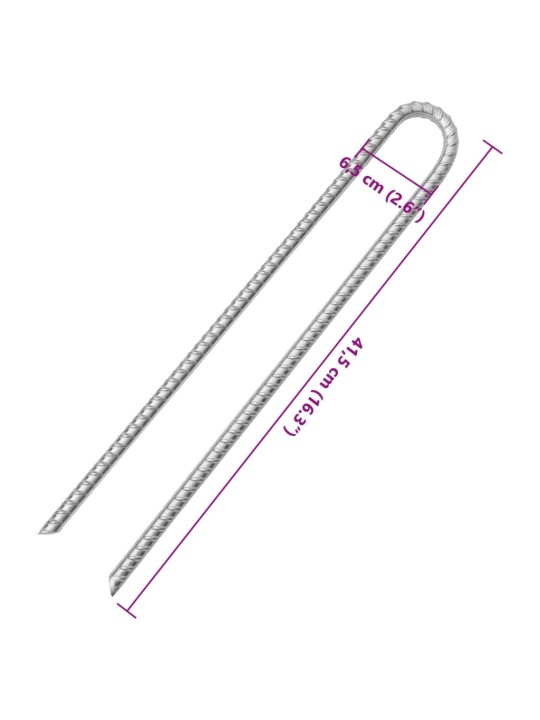 Stanové kolíky 6 ks ve tvaru U 41,5 cm Ø 12 mm pozinkovaná ocel