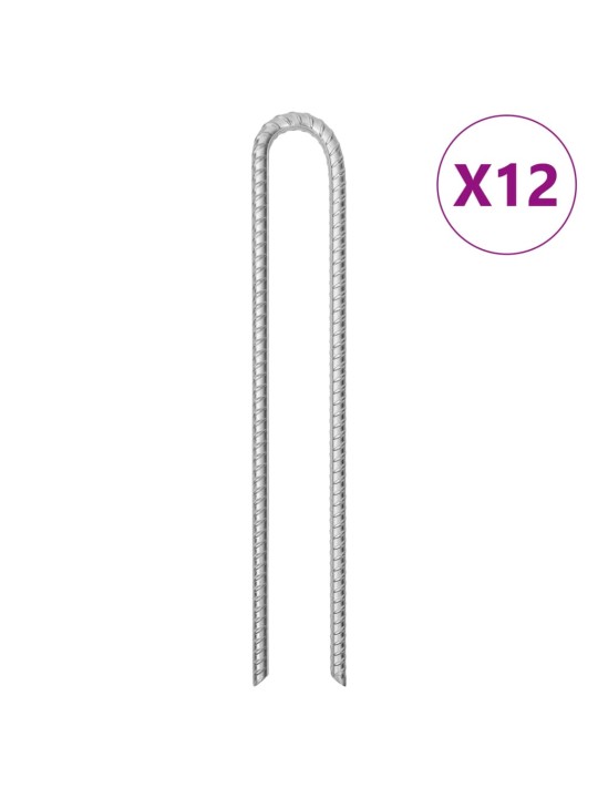 Stanové kolíky 12 ks ve tvaru u 41,5 cm ø12 mm pozinkovaná ocel