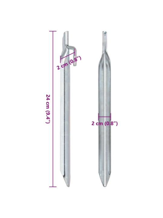 Stanové kolíky 24 ks ve tvaru V 24 cm Ø 20 mm pozinkovaná ocel