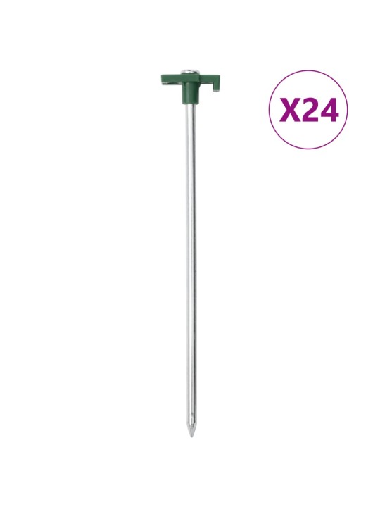 Stanové kolíky 24 ks 25 cm 7 mm pozinkovaná ocel a PP