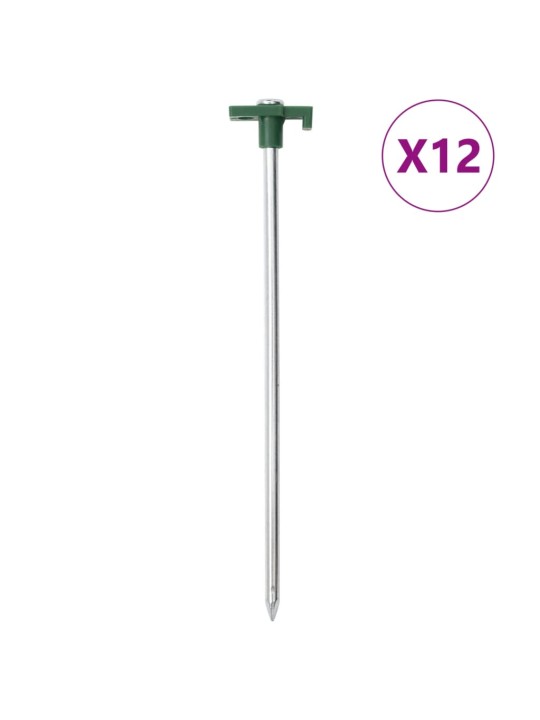 Stanové kolíky 12 ks 25 cm 7 mm pozinkovaná ocel a PP