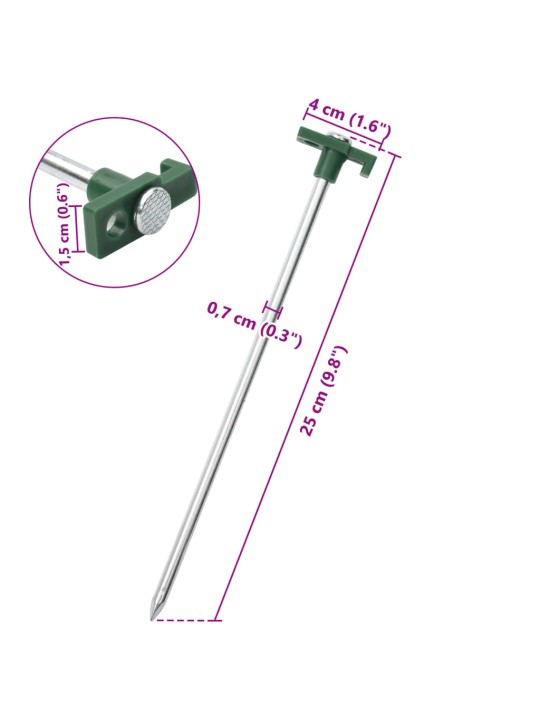 Stanové kolíky 12 ks 25 cm 7 mm pozinkovaná ocel a PP