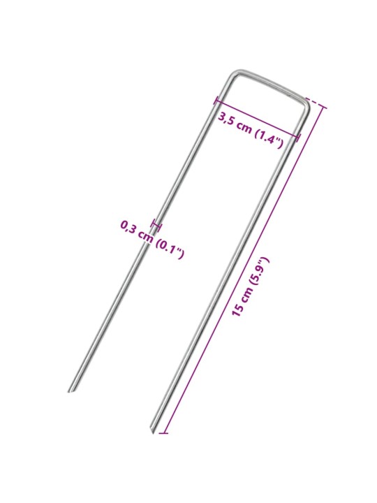 Zemní kolíky tvaru u 25 ks 15 x 3,5 cm pozinkovaná ocel