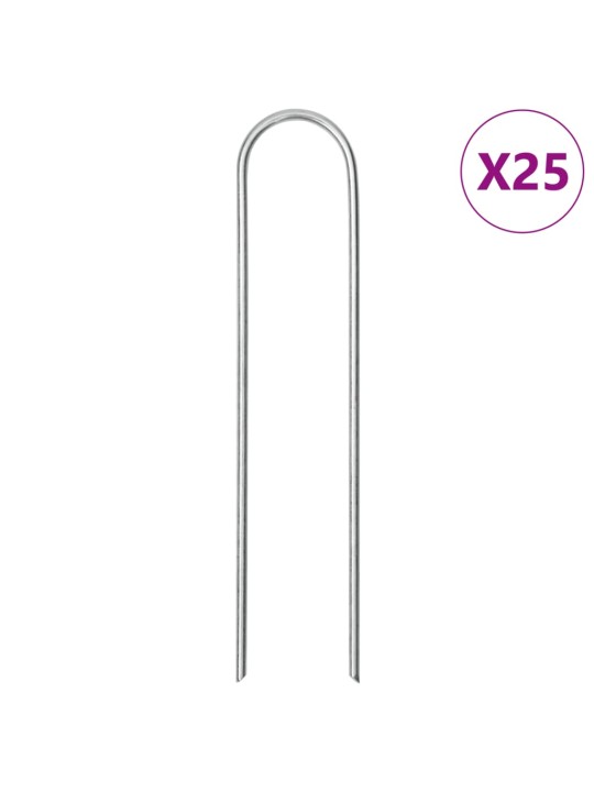 Zemní kolíky tvaru u 25 ks 15 x 3,5 cm pozinkovaná ocel
