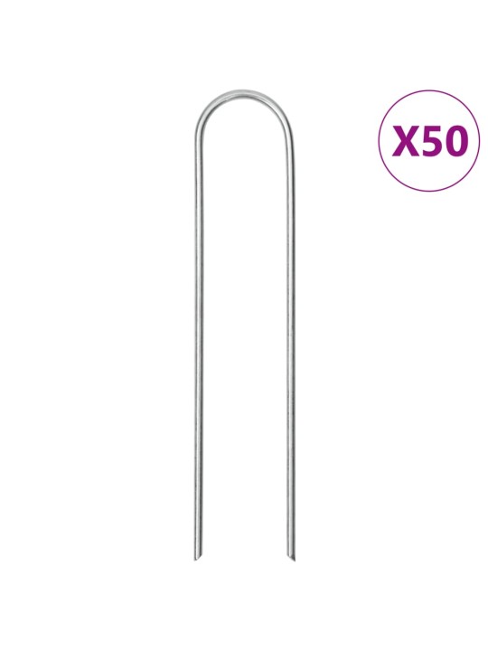 Zemní kolíky tvaru u 50 ks 15 x 3,5 cm pozinkovaná ocel