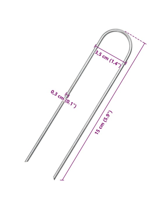 Zemní kolíky tvaru u 50 ks 15 x 3,5 cm pozinkovaná ocel