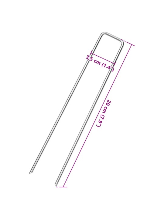 Zemní kolíky tvaru u 25 ks 20 x 3,5 cm pozinkovaná ocel