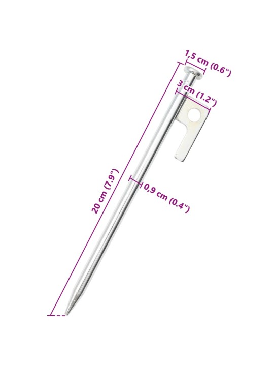 Stanové kolíky 24 ks 20 cm 9 mm pozinkovaná ocel
