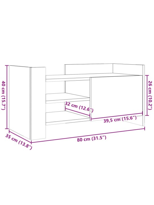 Tv skříňka kouřový dub 80 x 35 x 40 cm kompozitní dřevo