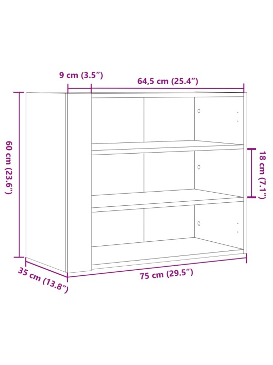 Nástěnná skříňka kouřový dub 75 x 35 x 60 cm kompozitní dřevo