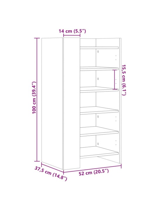 Botník kouřový dub 52 x 37,5 x 100 cm kompozitní dřevo