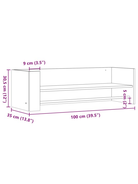Nástěnná police sonoma dub 100 x 35 x 30,5 cm dřevotříska