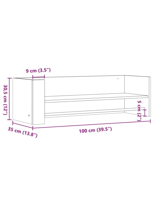 Nástěnná police kouřový dub 100 x 35 x 30,5 cm kompozitní dřevo