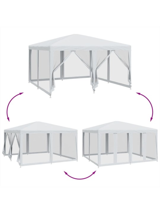 Party stan s 8 síťovanými bočnicemi bílý 4 x 4 m HDPE