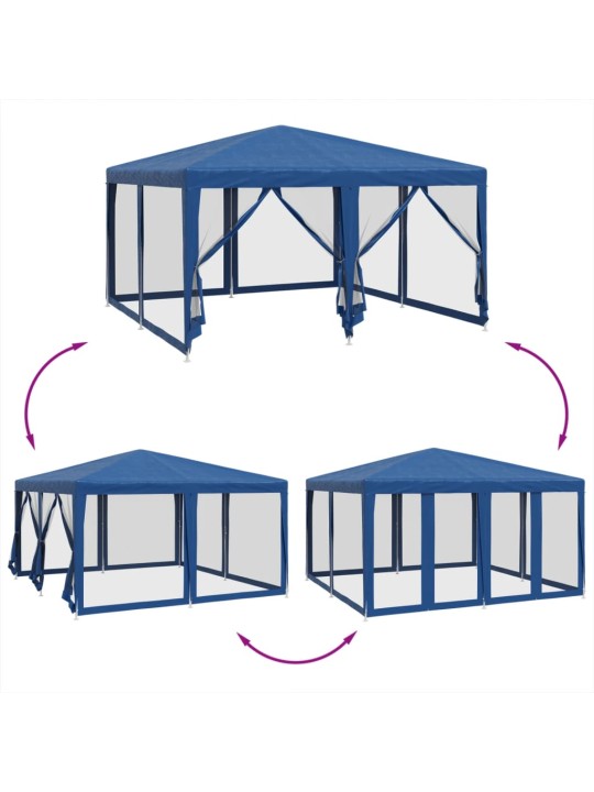 Party stan s 8 síťovanými bočnicemi modrý 4 x 4 m HDPE