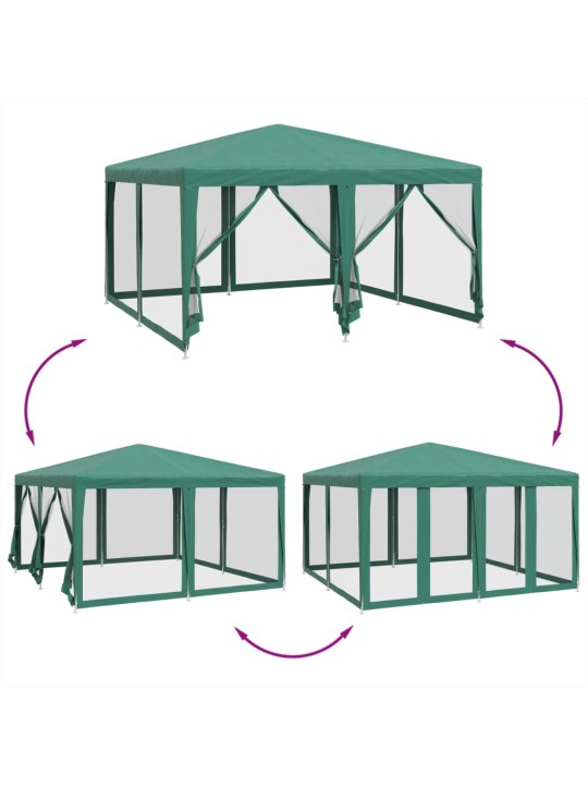 Party stan s 8 síťovanými bočnicemi zelený 4 x 4 m HDPE