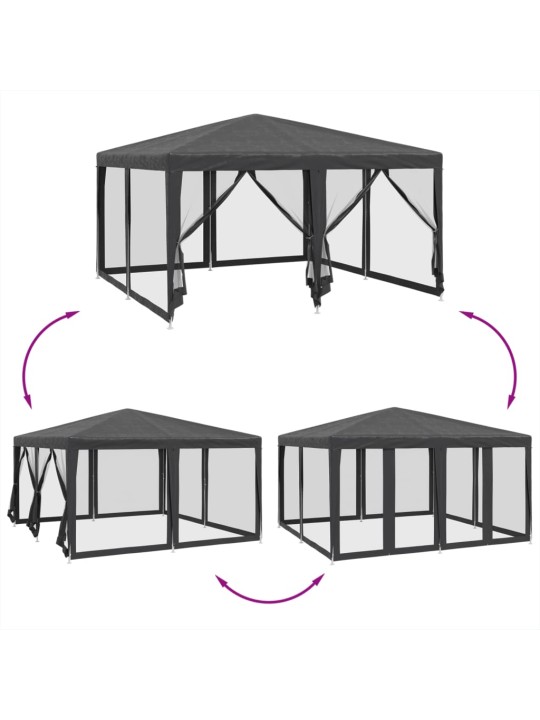 Party stan s 8 síťovanými bočnicemi antracitový 4 x 4 m HDPE