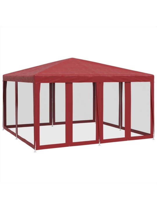 Party stan s 8 síťovanými bočnicemi červený 4 x 4 m HDPE