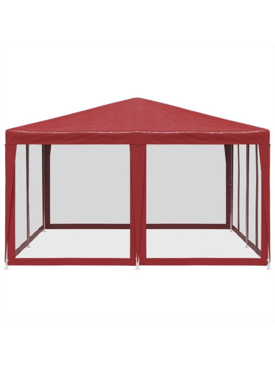 Party stan s 8 síťovanými bočnicemi červený 4 x 4 m HDPE