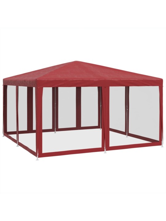 Party stan s 8 síťovanými bočnicemi červený 4 x 4 m HDPE